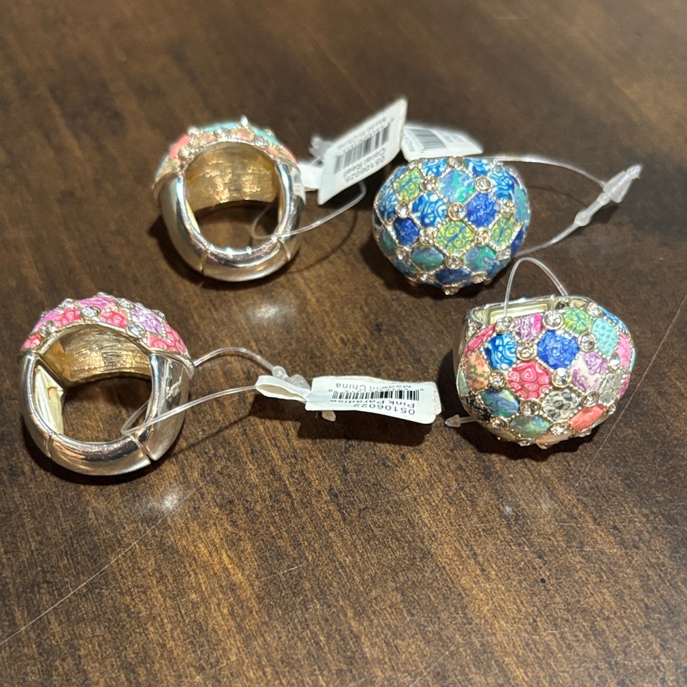 Colorful Floral Silver Rings - Picture 2 of 2